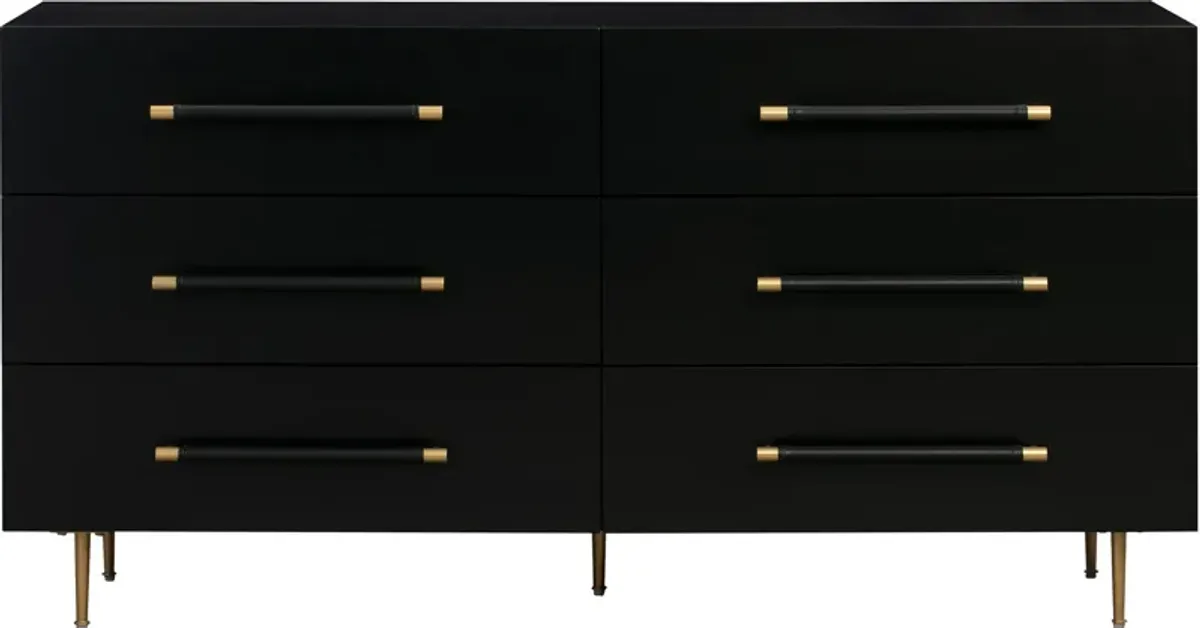 Pollux 6-Drawer Dresser - Black