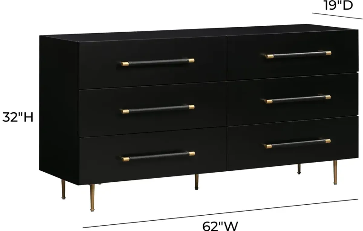 Pollux 6-Drawer Dresser - Black