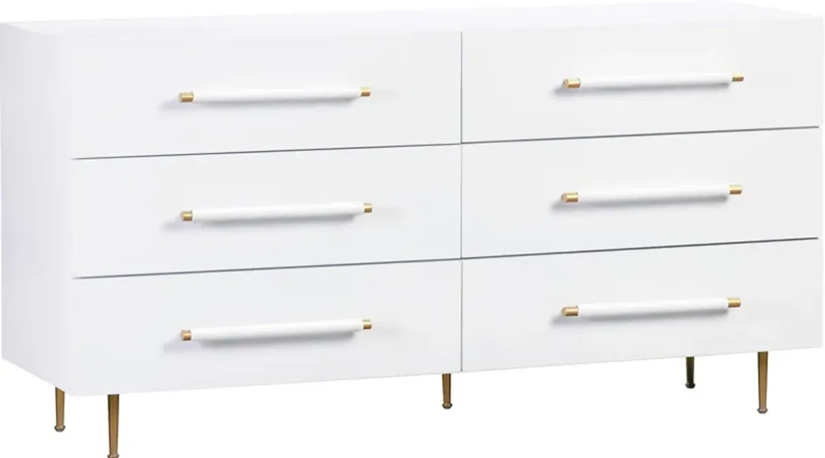 Pollux 6-Drawer Dresser - White