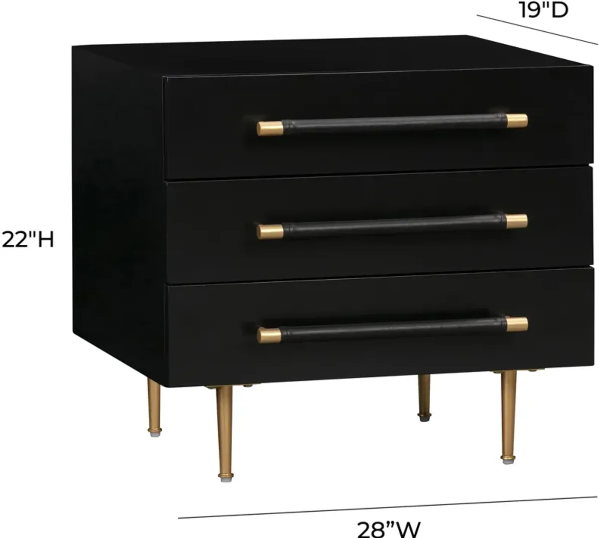 Pollux 3-Drawer Nightstand - Black