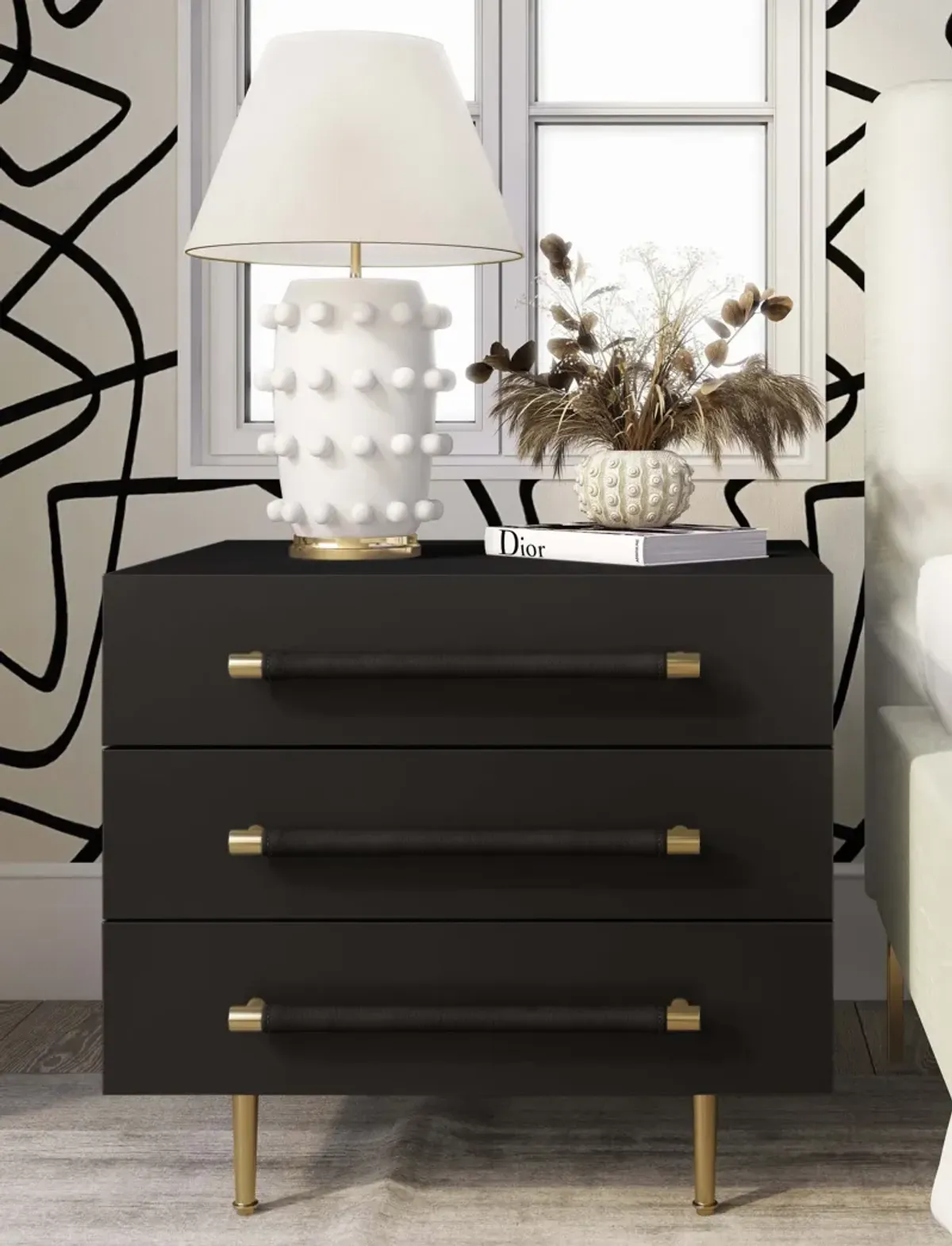 Pollux 3-Drawer Nightstand - Black