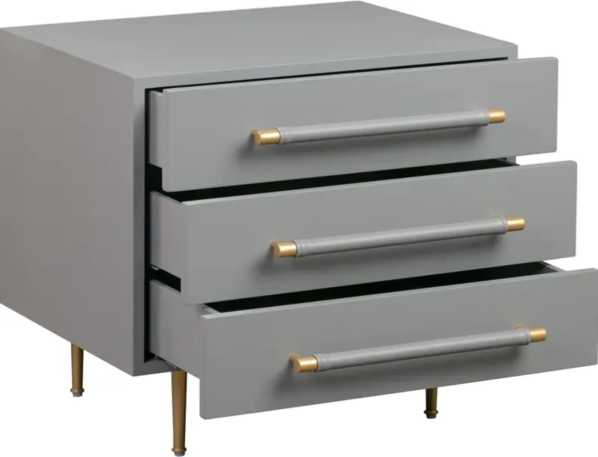 Pollux 3-Drawer Nightstand - Gray