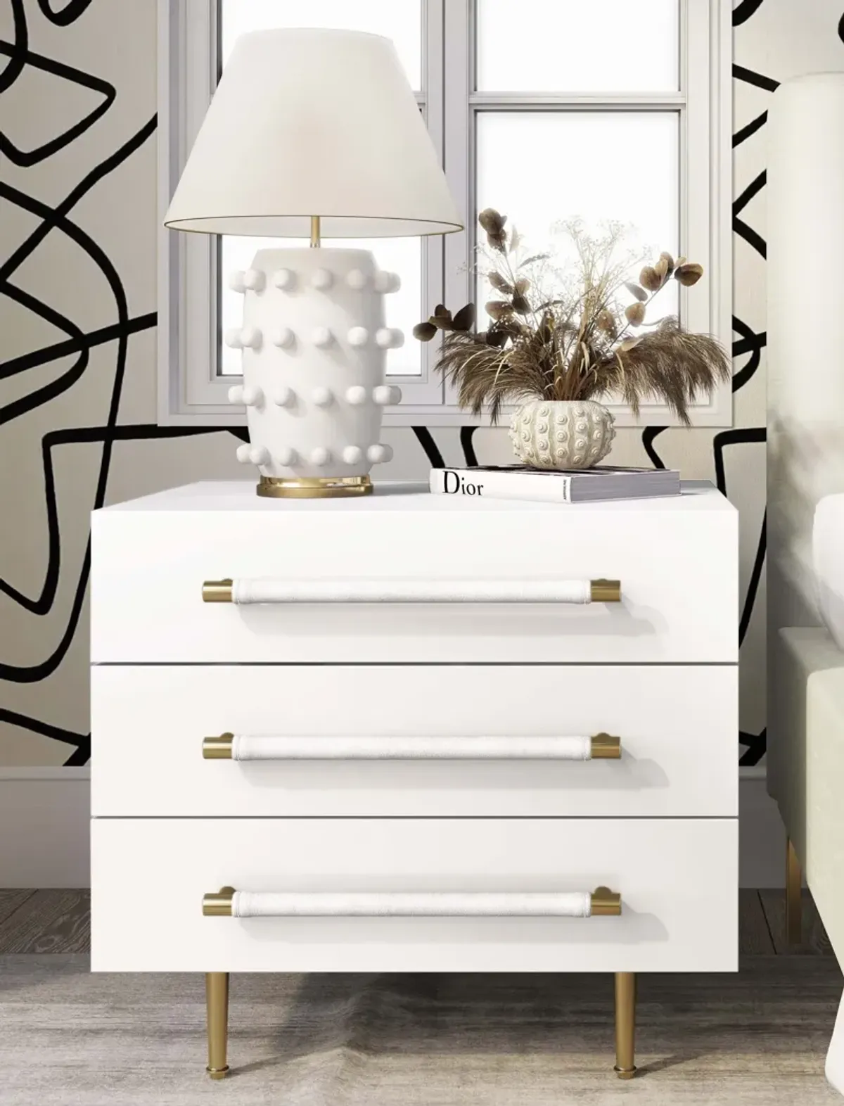 Pollux 3-Drawer Nightstand - White