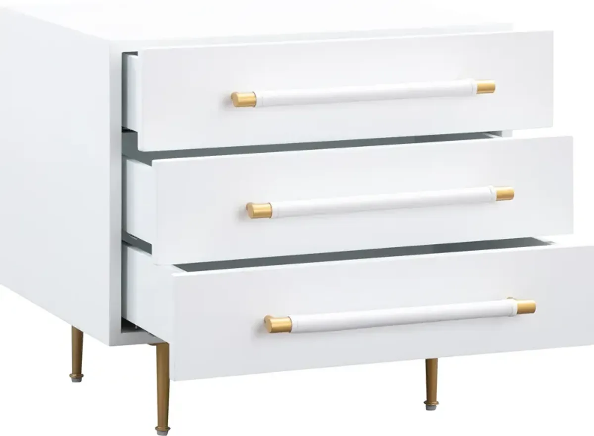 Pollux 3-Drawer Nightstand - White