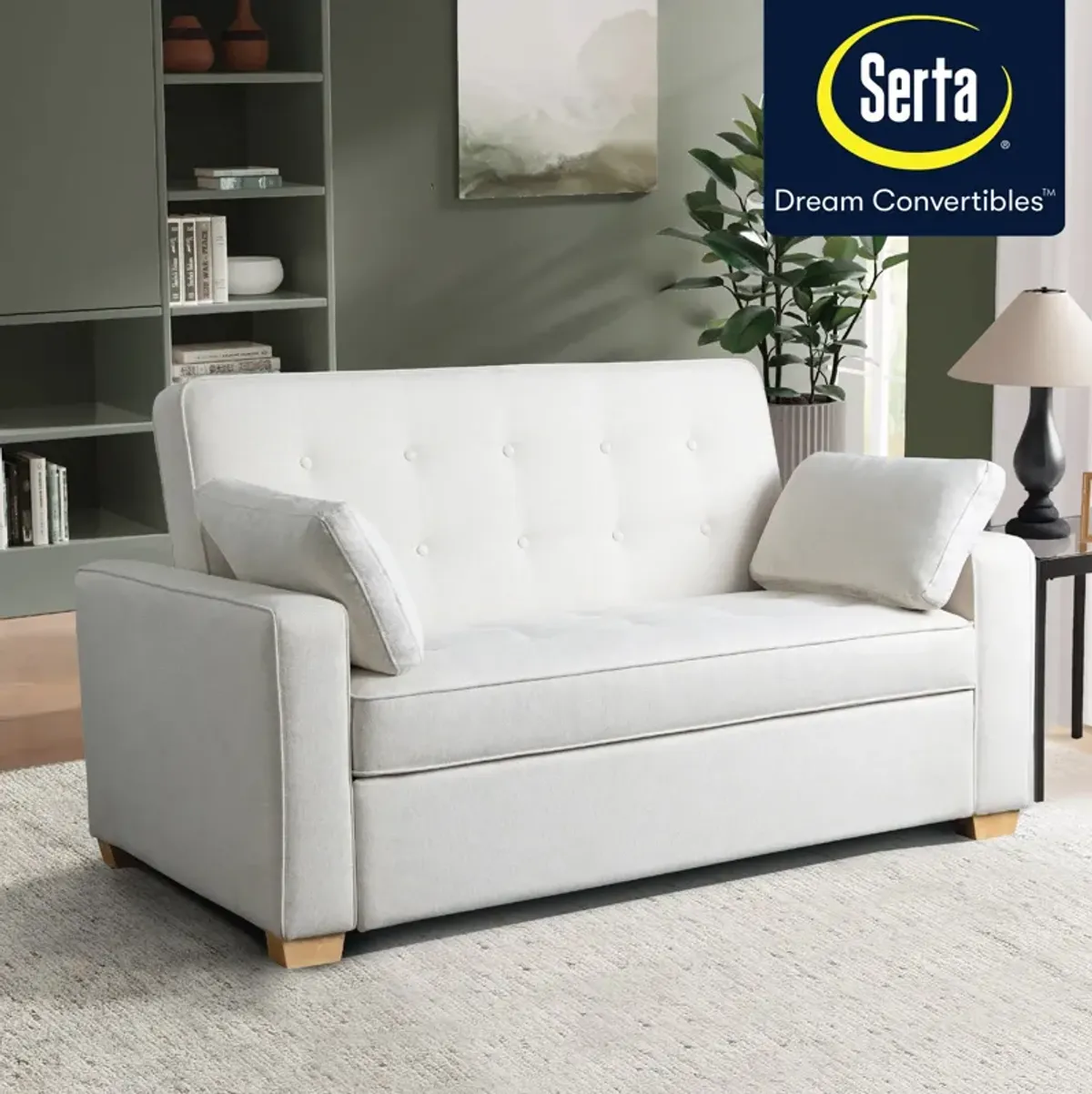 Serta Westly Full Convertible Sofa Bed - Cream