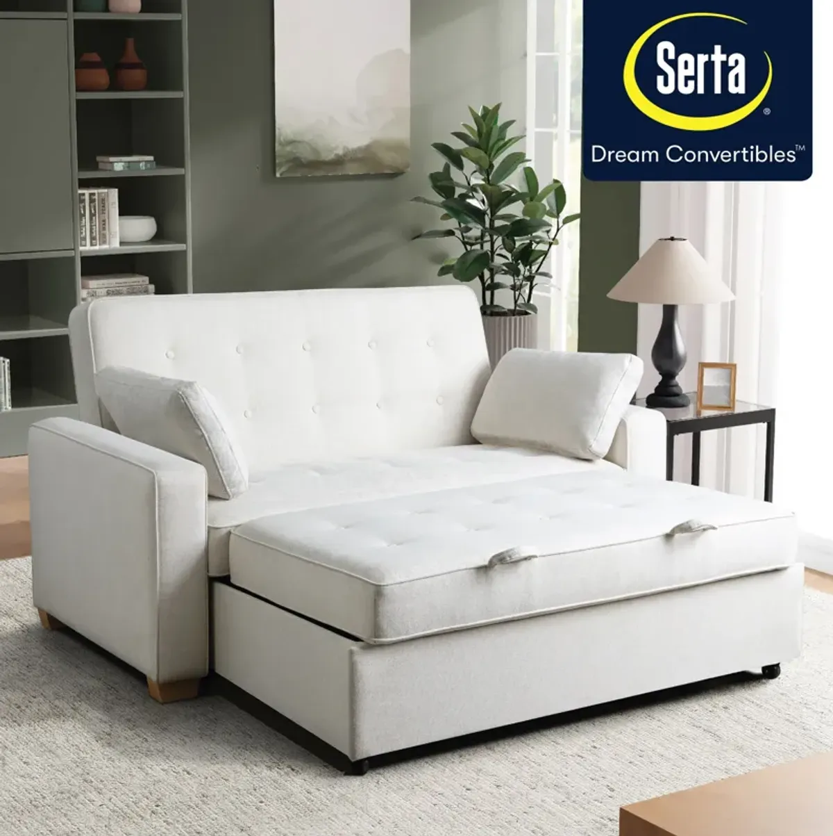 Serta Westly Full Convertible Sofa Bed - Cream