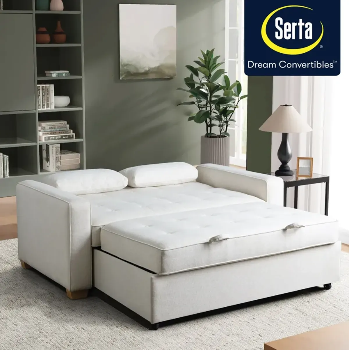 Serta Westly Full Convertible Sofa Bed - Cream