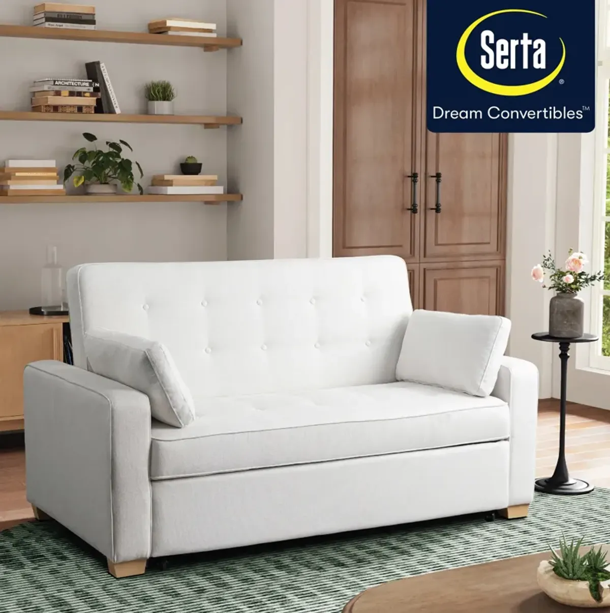 Serta Westly Queen Convertible Sofa Bed - Cream