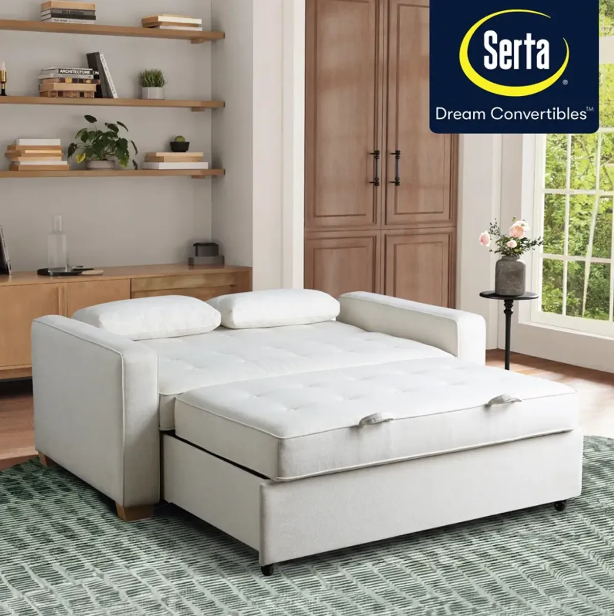 Serta Westly Queen Convertible Sofa Bed - Cream