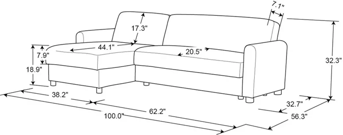 Serta Haleigh Convertible Sleeper Sectional with Modular Chaise