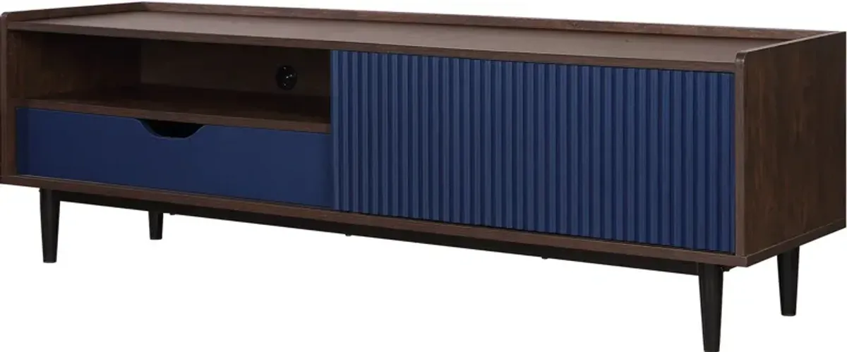 Colter 58" TV Stand - Dark Brown/Navy Blue