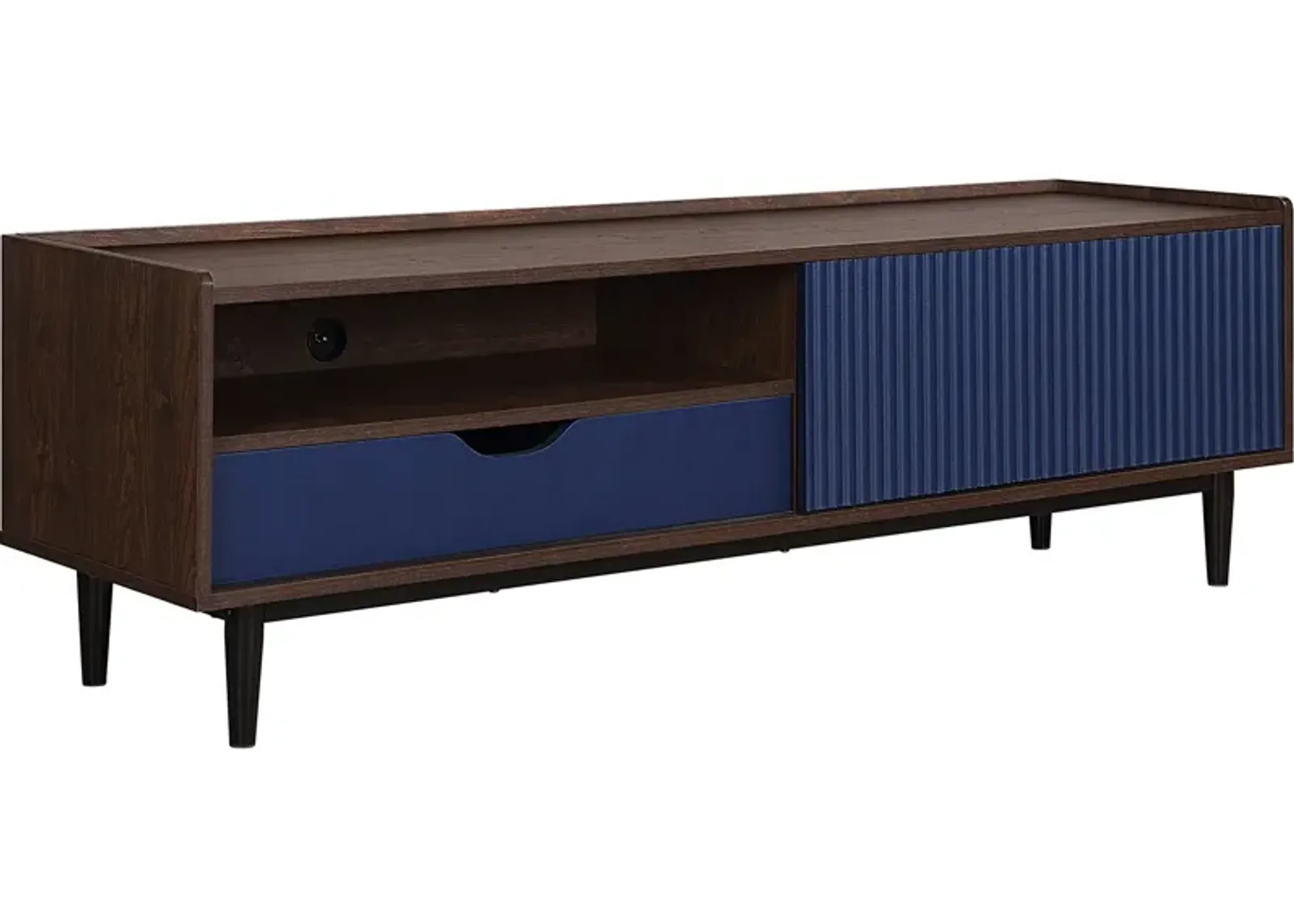 Colter 58" TV Stand - Dark Brown/Navy Blue