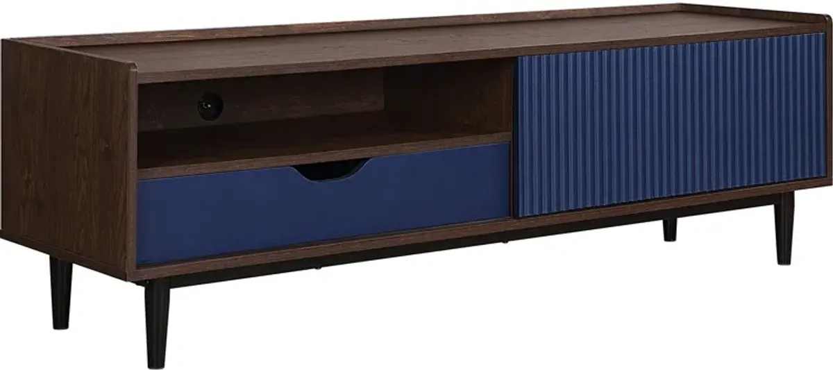 Colter 58" TV Stand - Dark Brown/Navy Blue