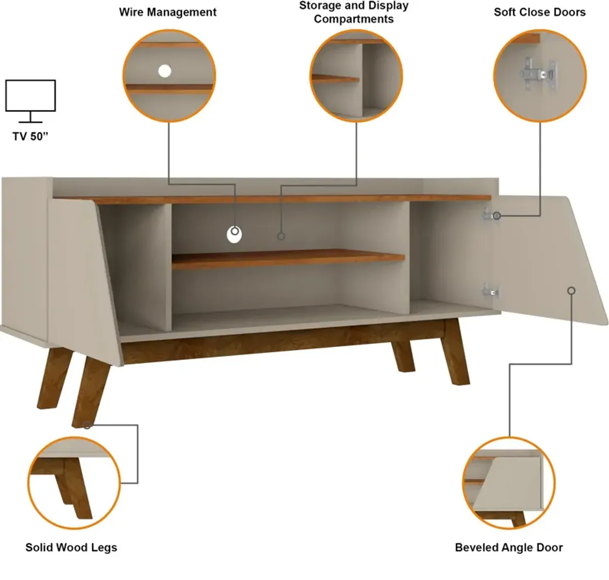 Bogardus 53" TV Stand - Greige/Nature