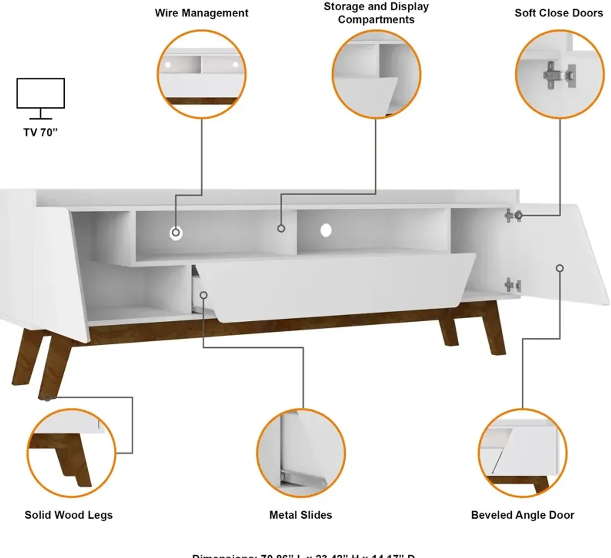 Bogardus 71" TV Stand - White