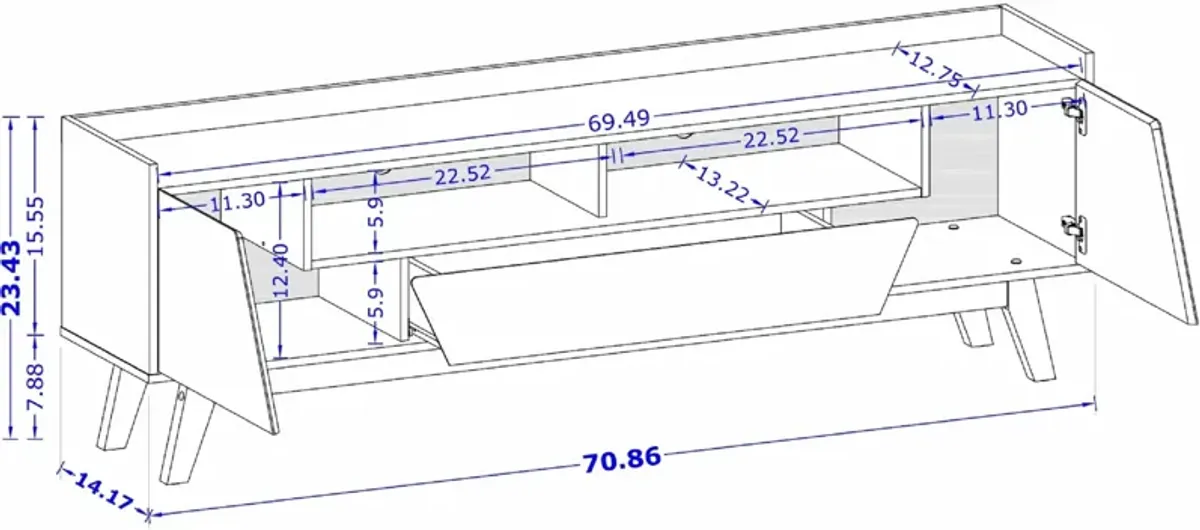 Bogardus 71" TV Stand -  Matte Black