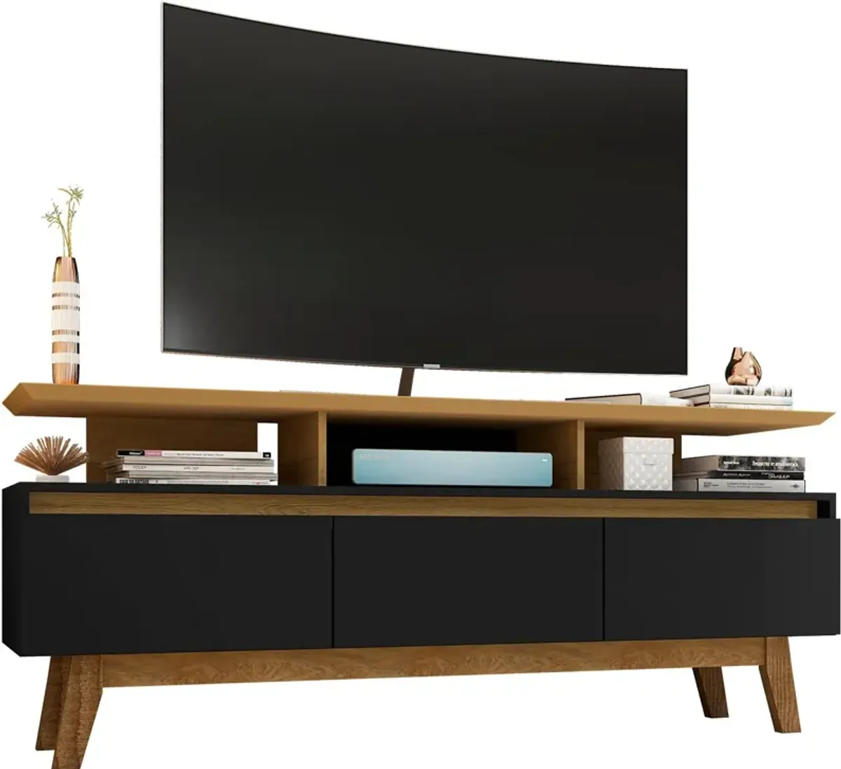 Valor 63" TV Stand - Black/Cinnamon