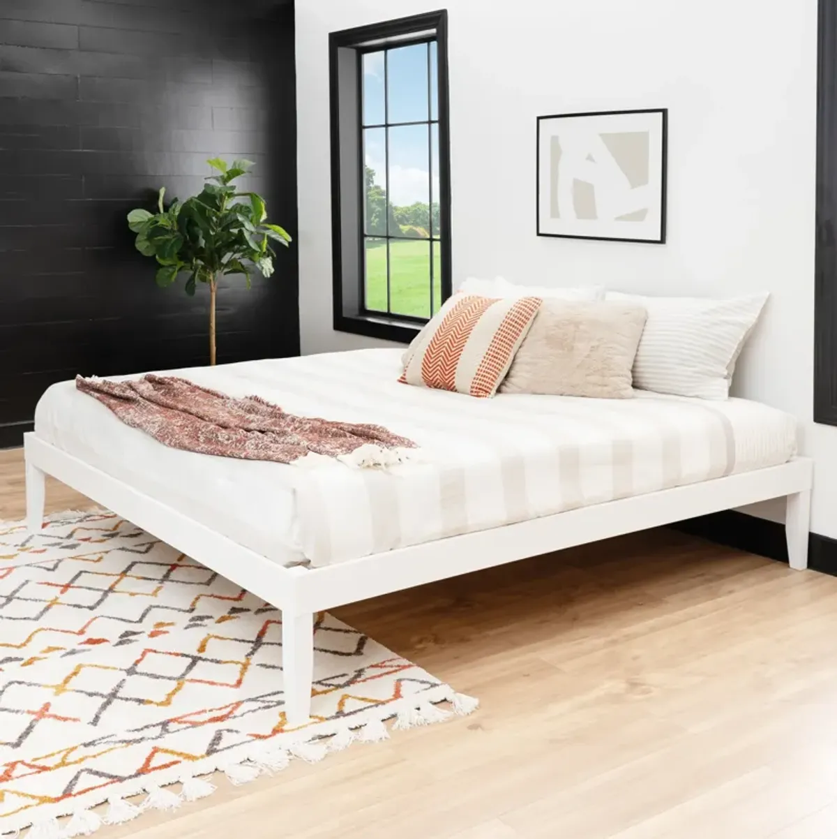 Elna King Platform Bed - White