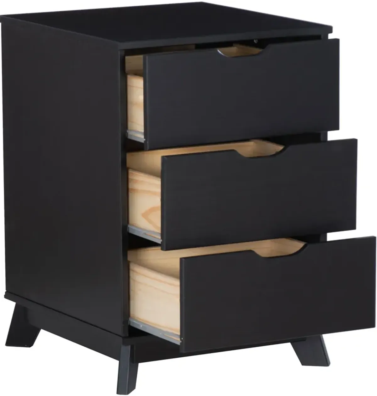 Elna 3-Drawer Nightstand - Black