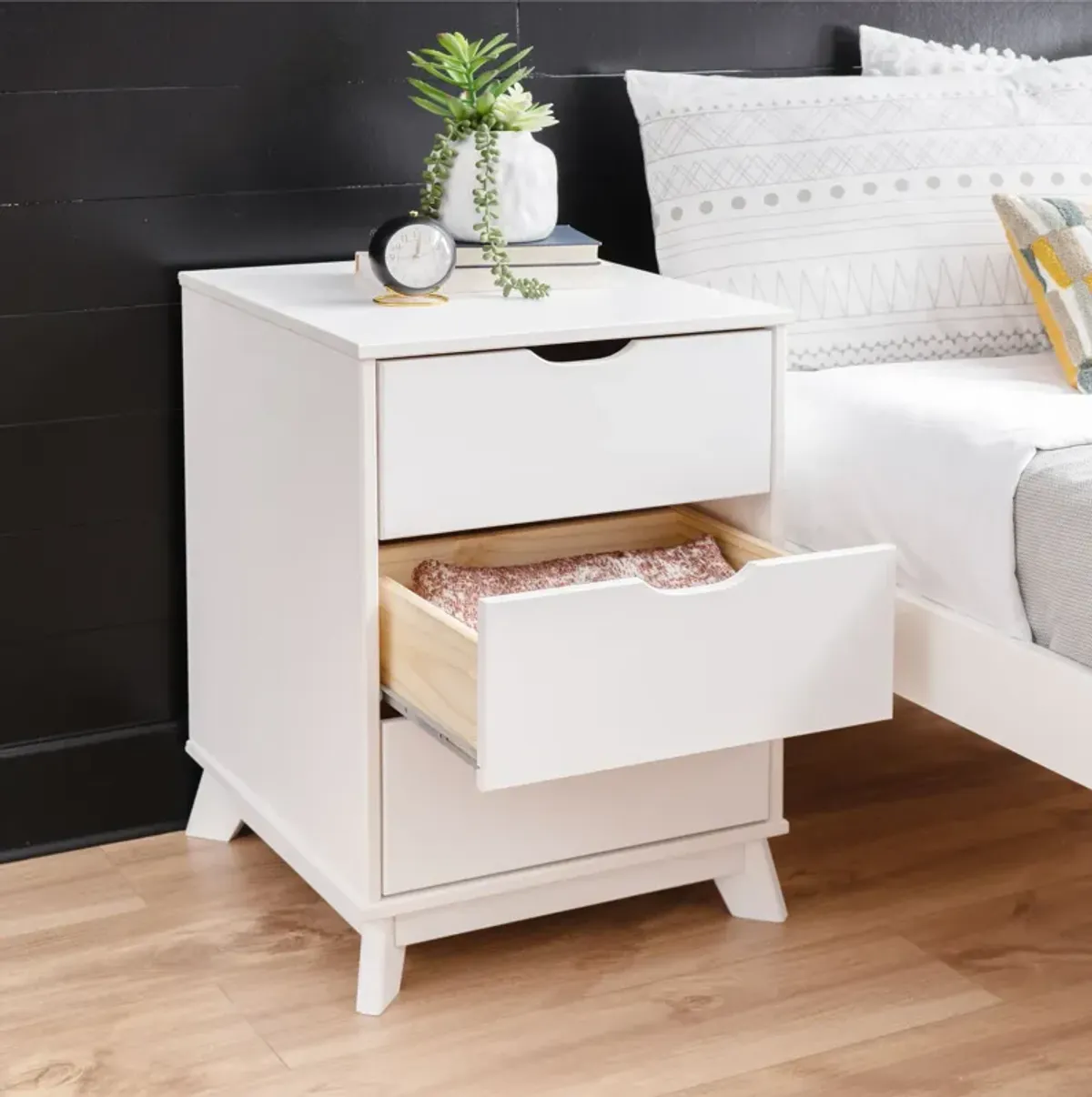 Elna 3-Drawer Nightstand - White