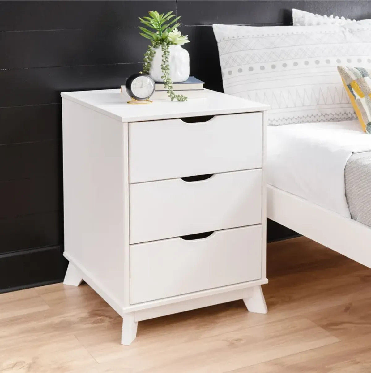 Elna 3-Drawer Nightstand - White