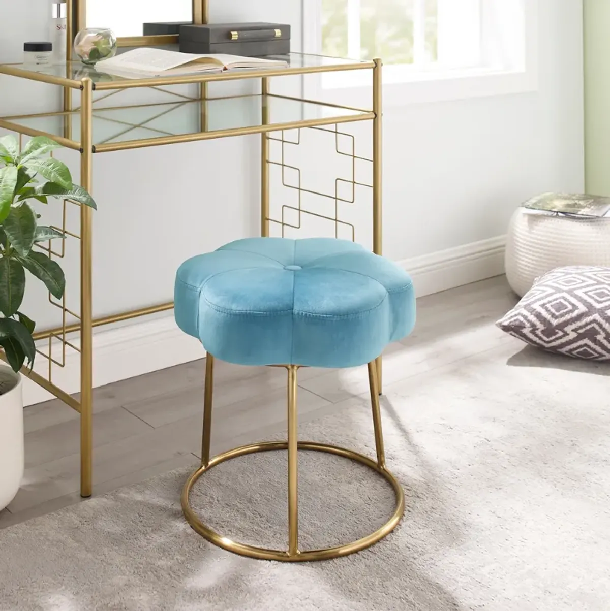 Dora Vanity Stool - Blue