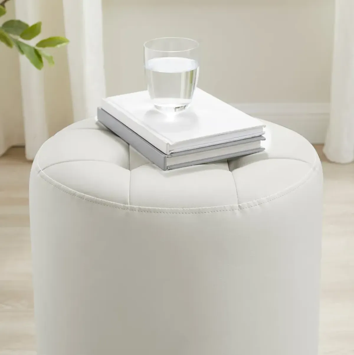 Trelis Swivel Ottoman - White