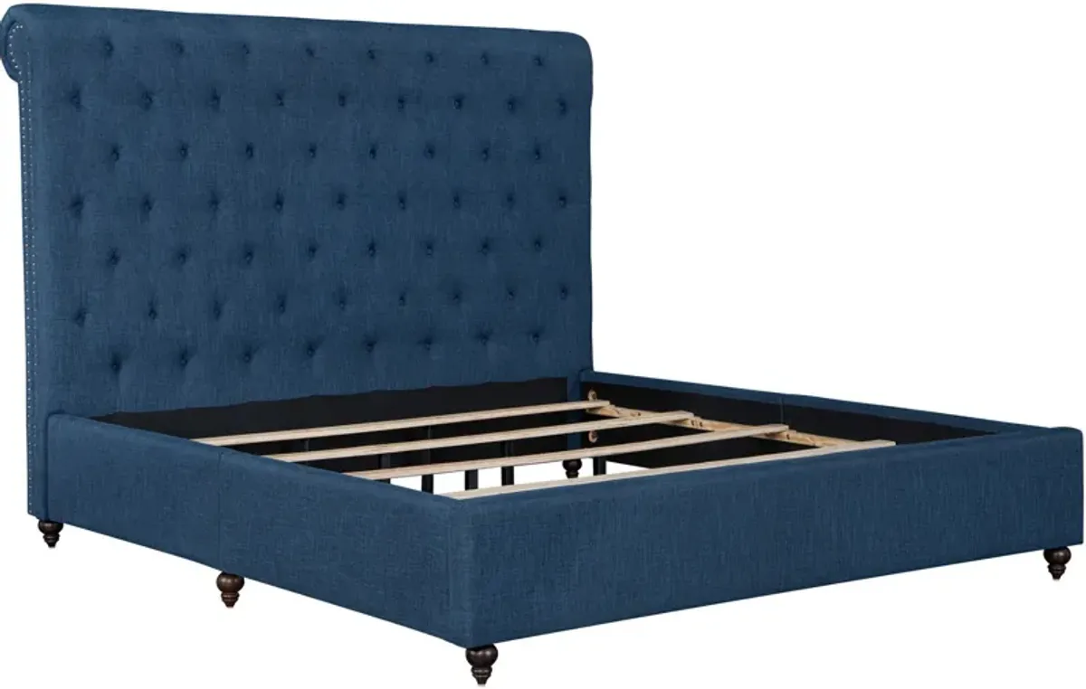 Drusilla King Upholstered Platform Bed - Navy