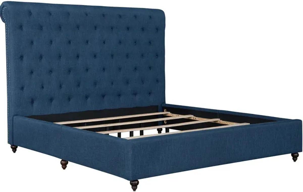 Drusilla Queen Upholstered Platform Bed - Navy