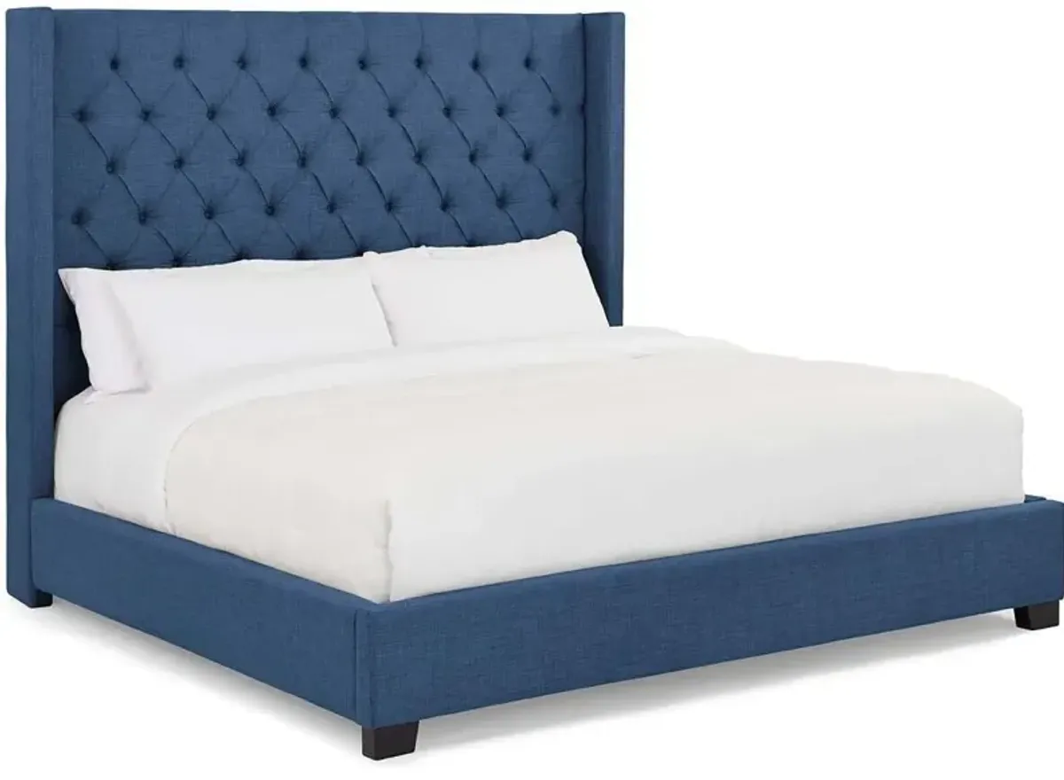 Odette Full Upholstered Platform Bed - Navy