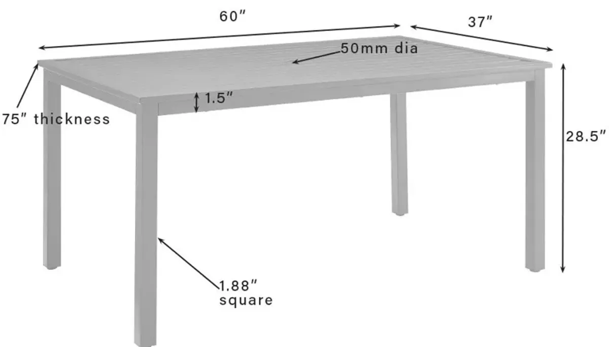 Whidbey Outdoor Dining Table and 4 Dining Chairs