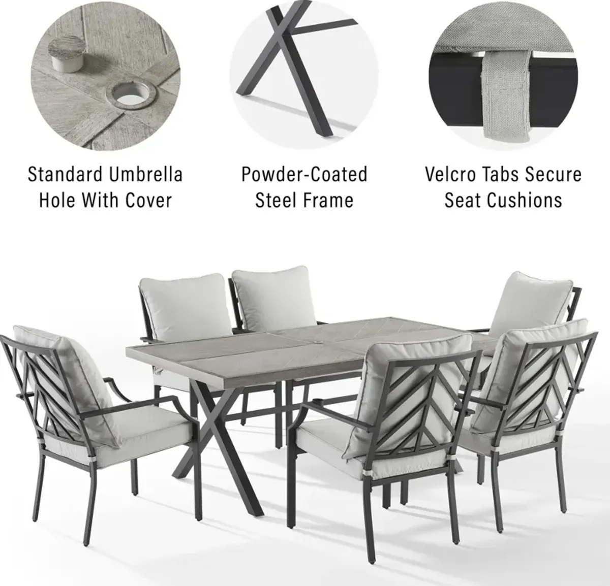 Boise Outdoor Dining Table and 6 Dining Chairs