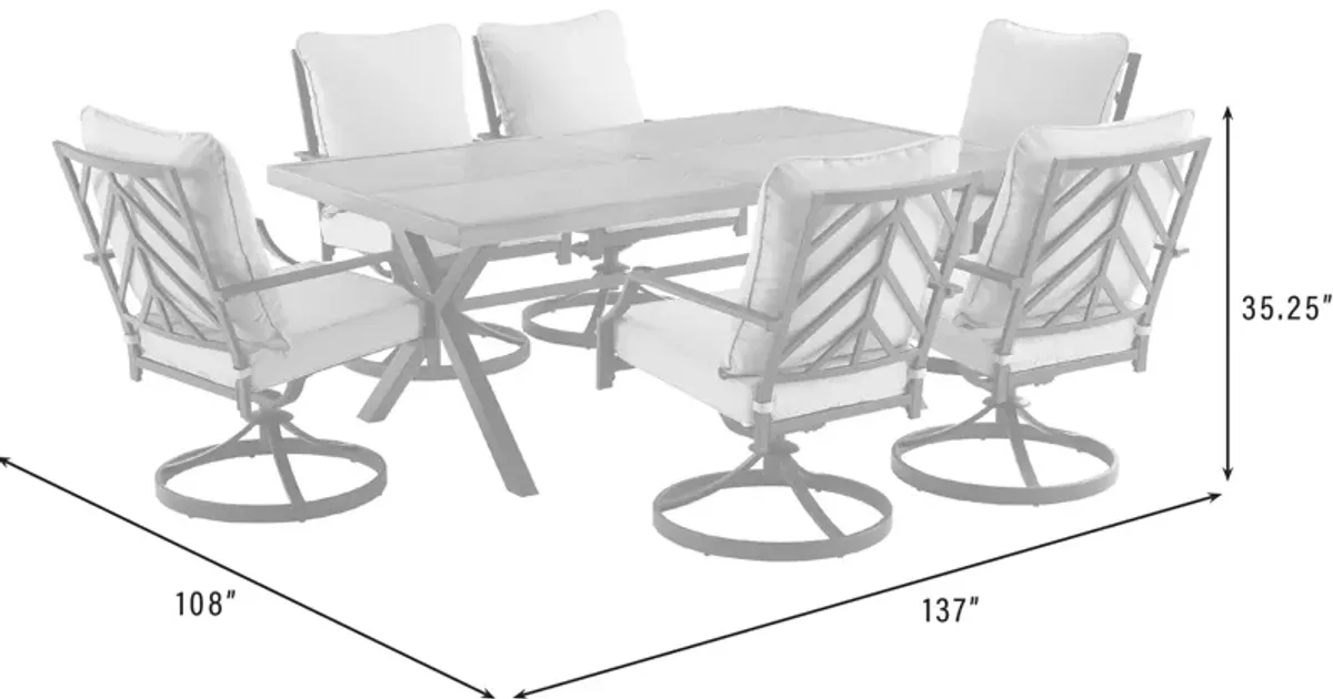 Boise Outdoor Dining Table and 6 Swivel Dining Chairs