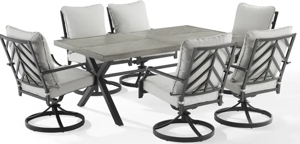 Boise Outdoor Dining Table and 6 Swivel Dining Chairs