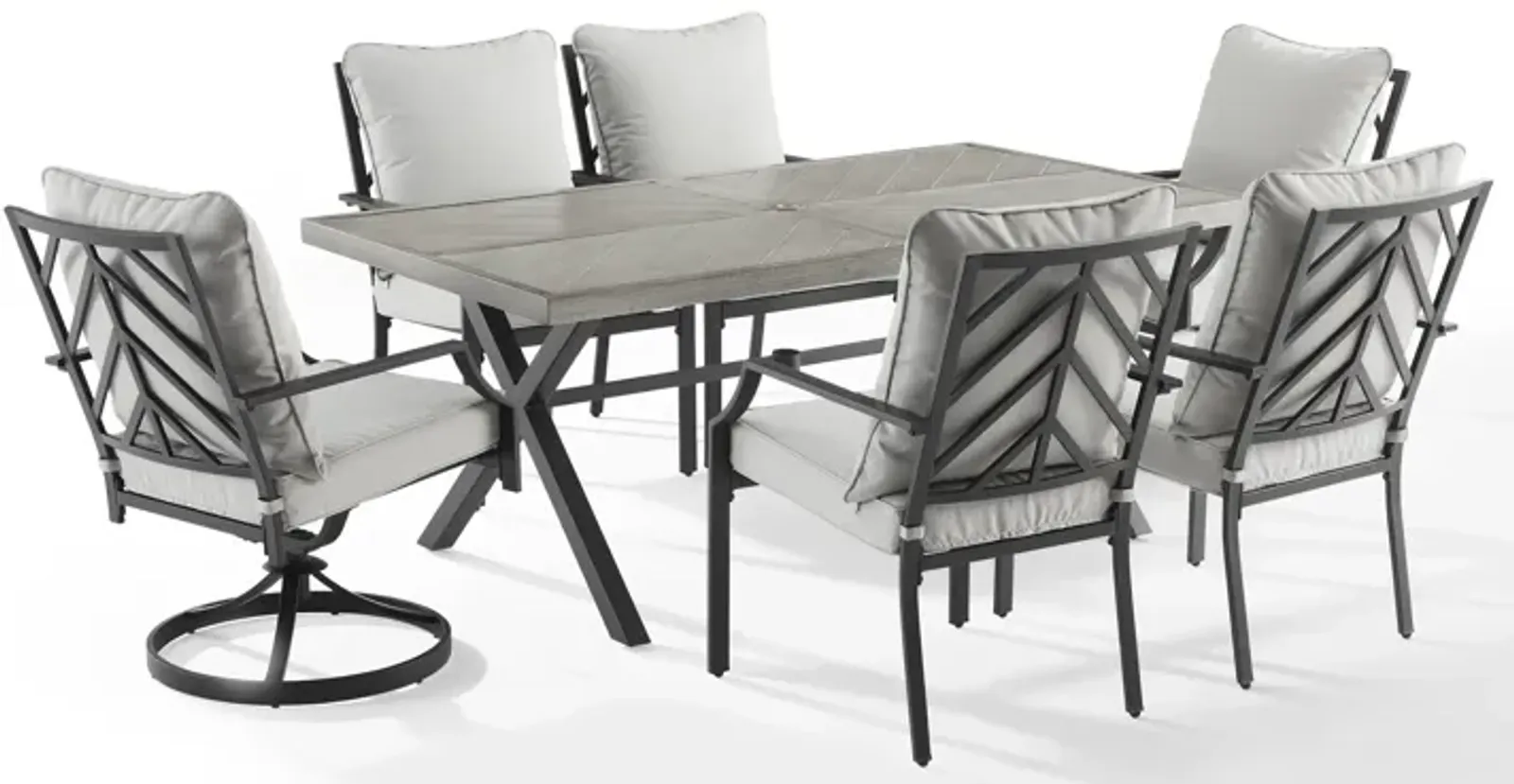 Boise Outdoor Dining Table, 4 Dining Chairs and 2 Swivel Dining Chairs