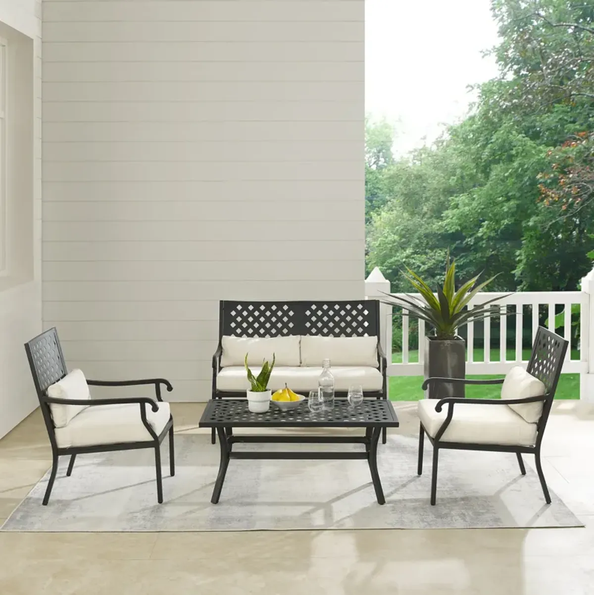 Leavenworth Outdoor Loveseat, Set of 2 Lounge Chairs and Coffee Table