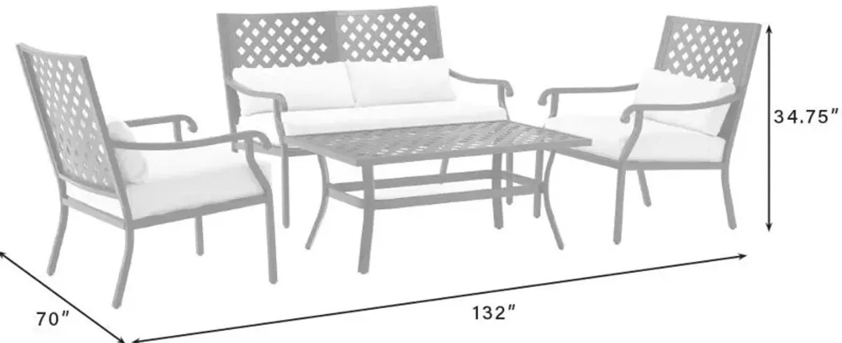 Leavenworth Outdoor Loveseat, Set of 2 Lounge Chairs and Coffee Table