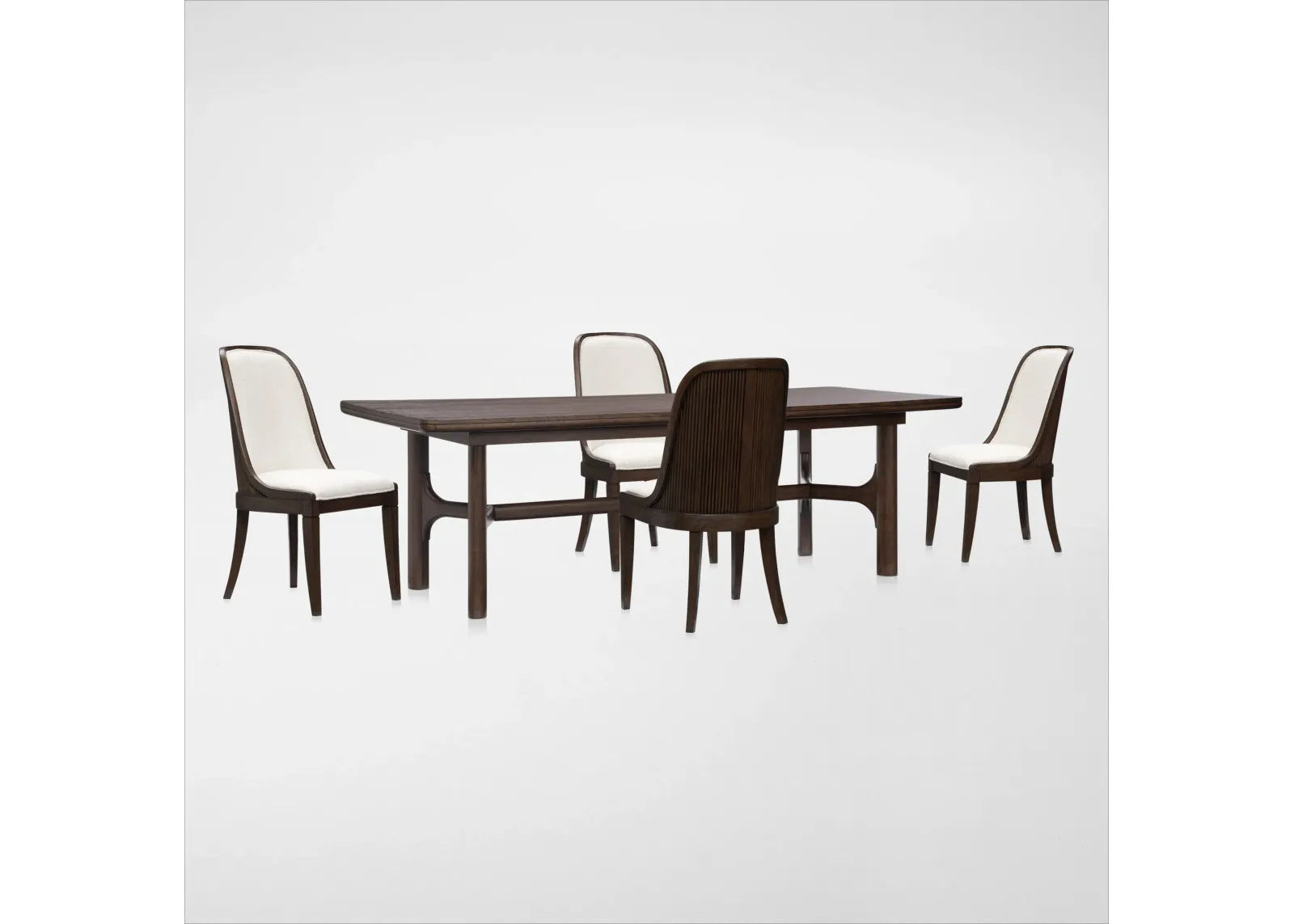 Santa Monica Rectangle Dining Table with 4 Upholstered Dining Chairs - Chestnut