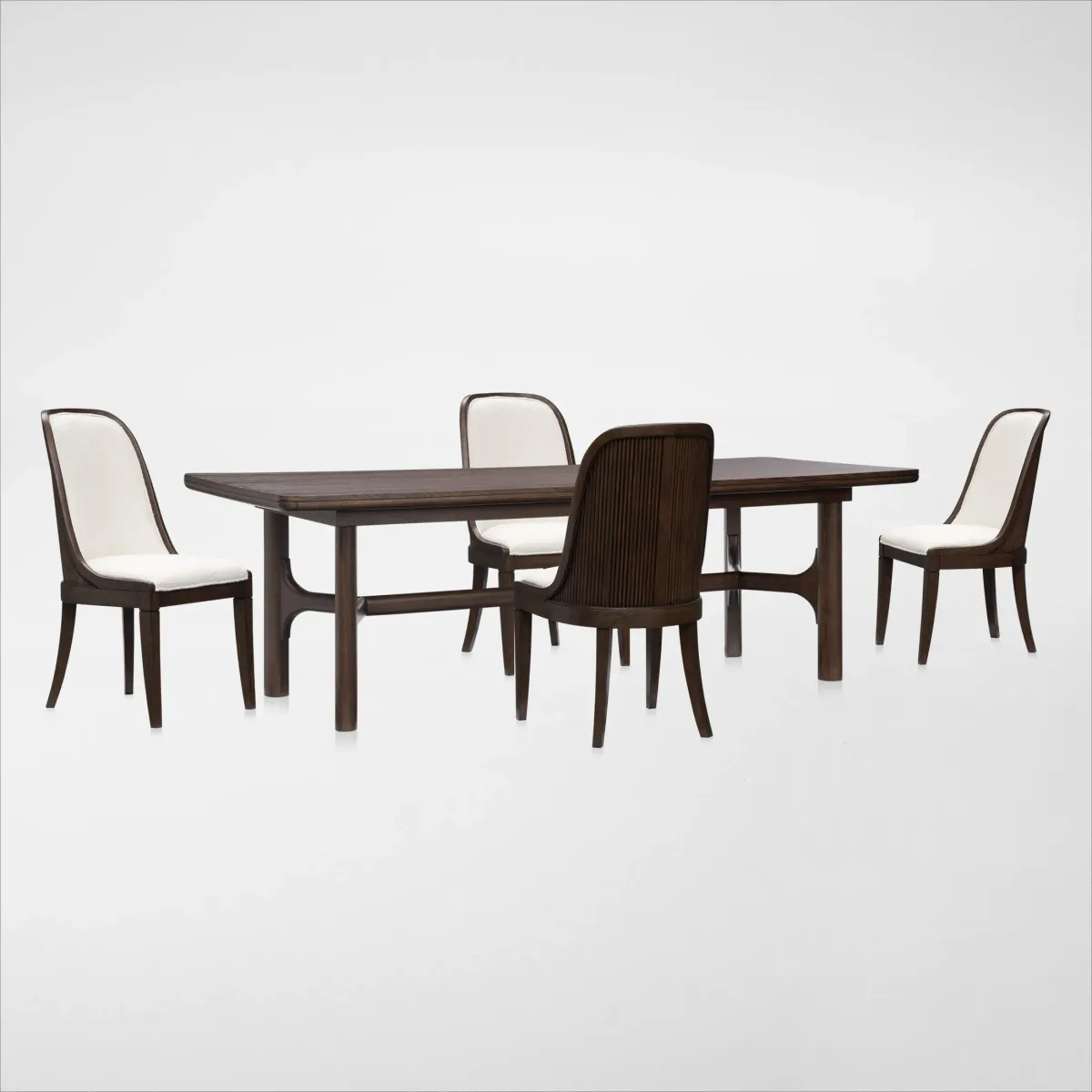 Santa Monica Rectangle Dining Table with 4 Upholstered Dining Chairs - Chestnut