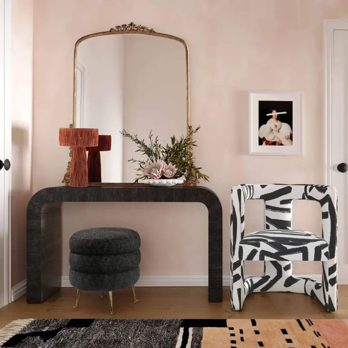 Rebecca Accent Chair - Black and White