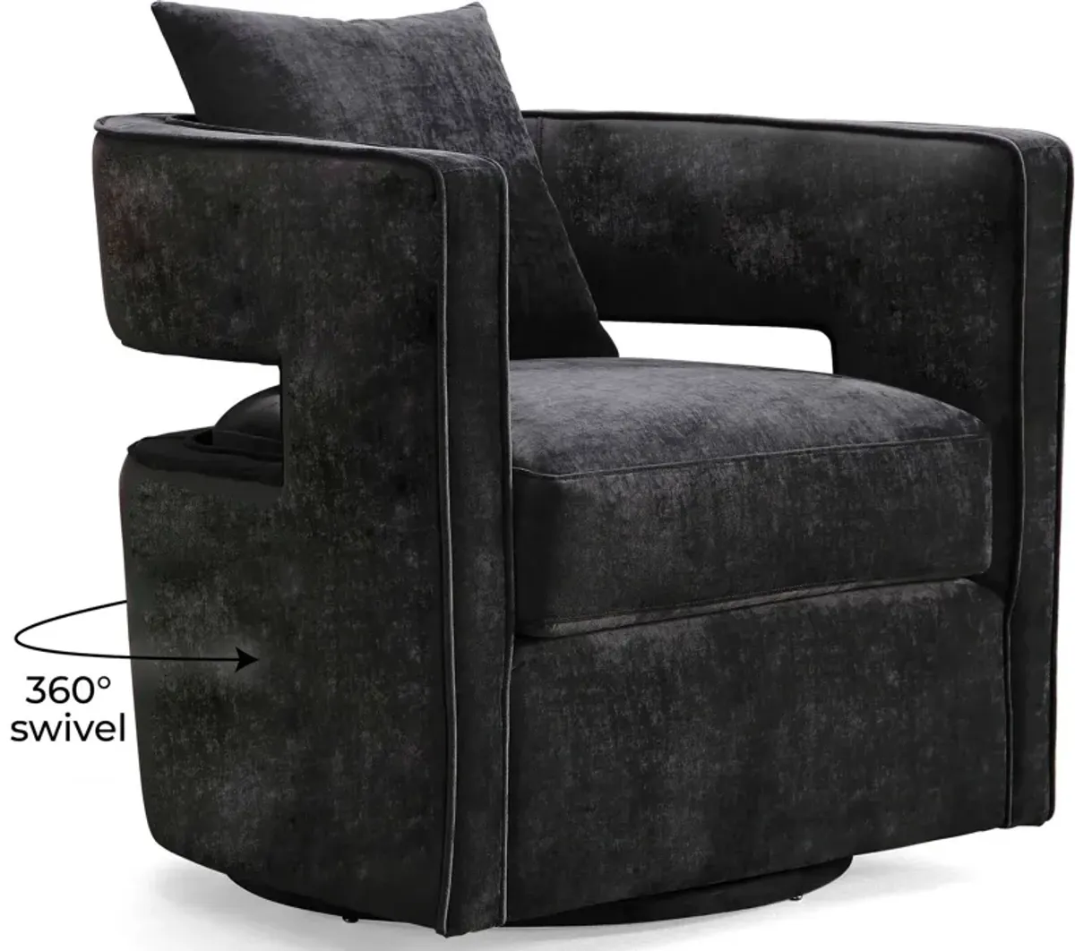 Janet Swivel Accent Chair - Black