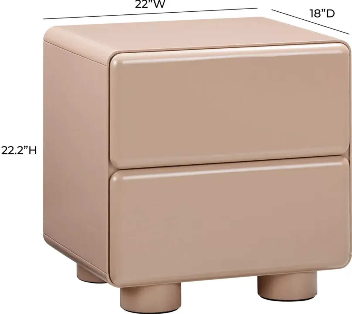 Tischa 2-Drawer Nightstand - Taupe