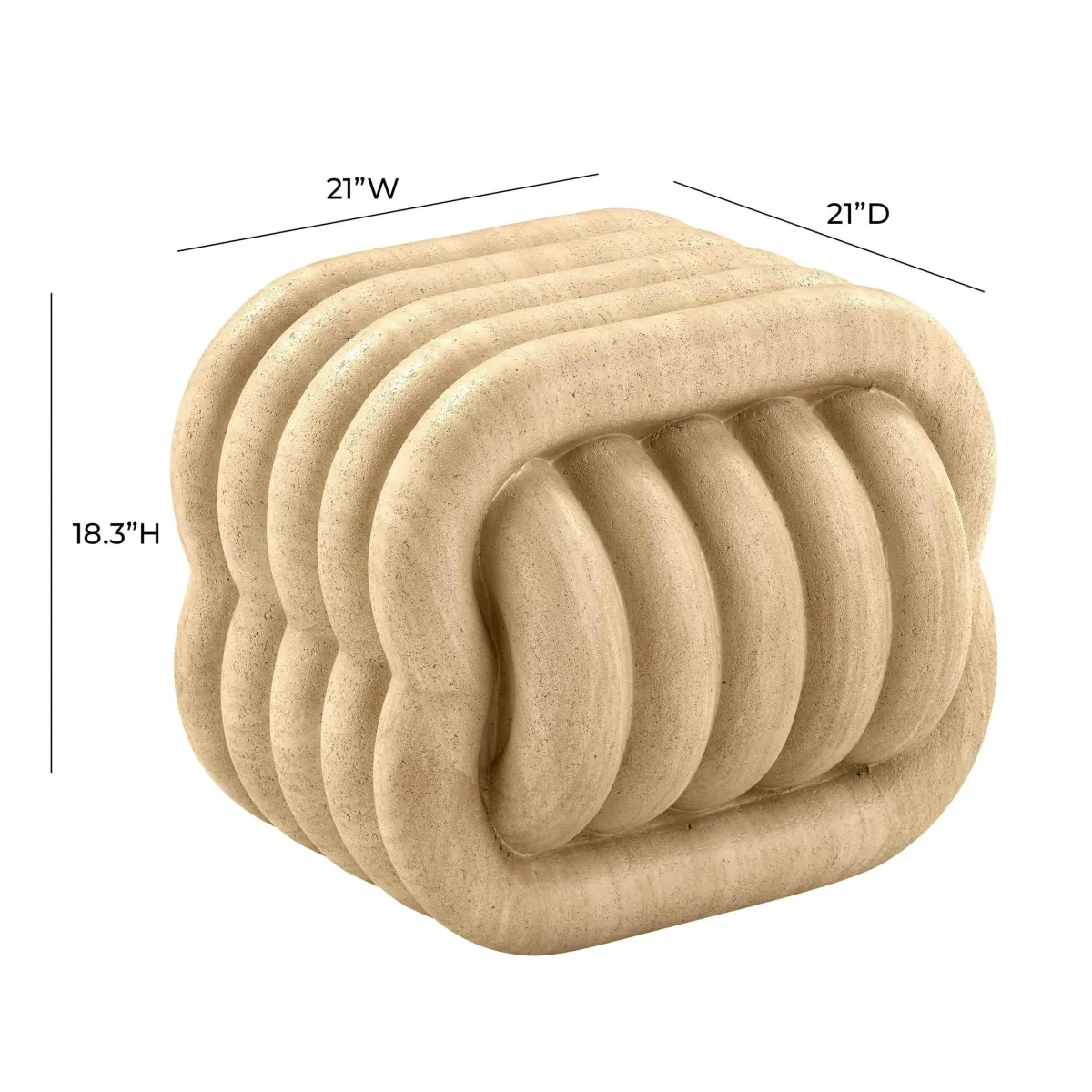 Padre Indoor/Outdoor Accent Stool - Travertine