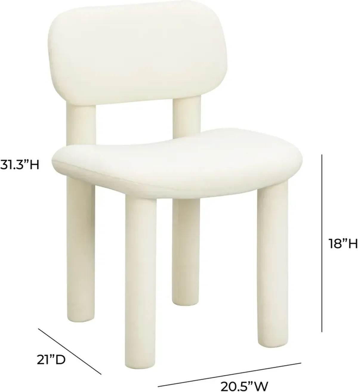 Cassini Dining Chair - Ivory White Velvet