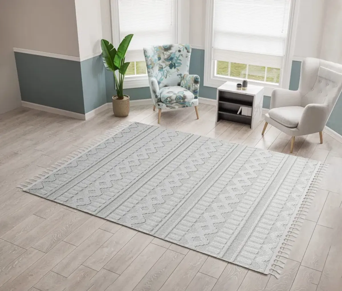 Cedar 5' x 8' Area Rug - White/Beige