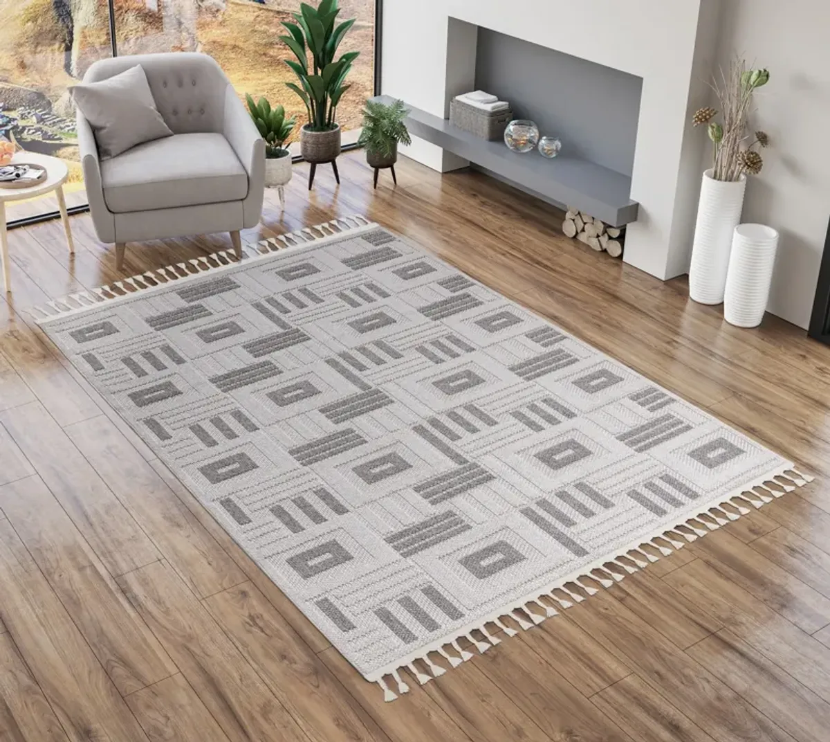 Gaia 5' x 8' Area Rug - Beige/Gray