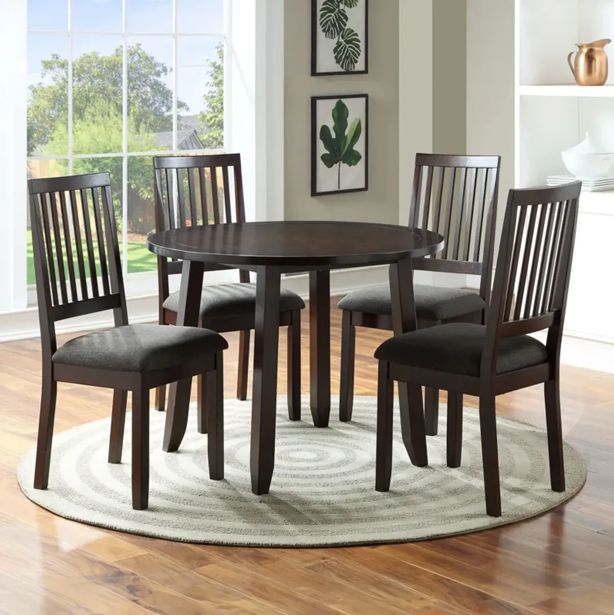 Leandra Round Dining Table and 4 Dining Chairs