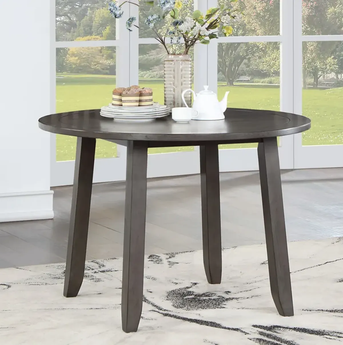 Leandra Round Dining Table and 4 Dining Chairs