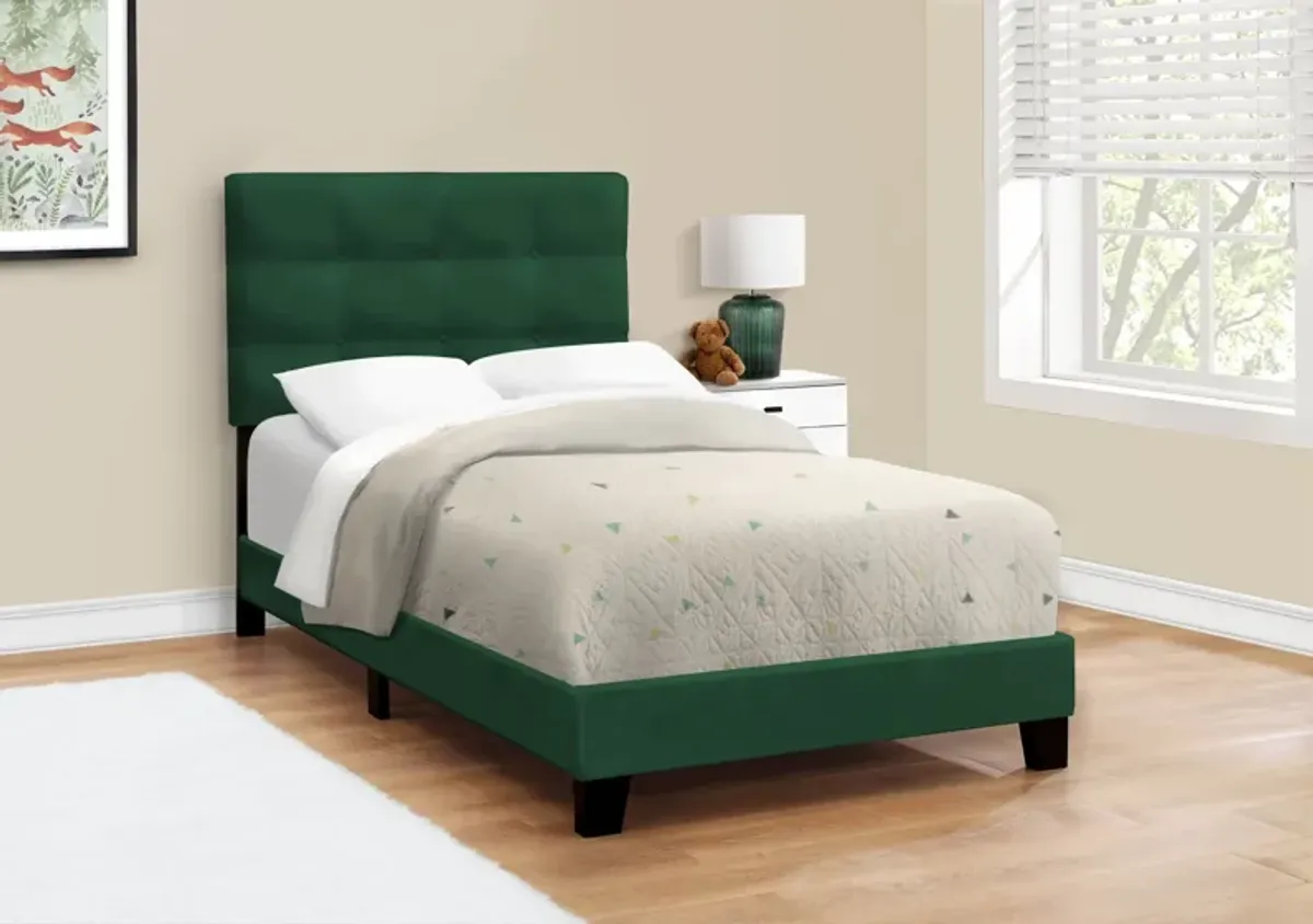 Luella Twin Upholstered Bed - Green