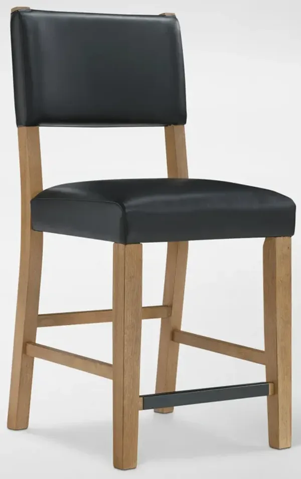 Auburn Counter-Height Upholstered Stool - Black/Natural Legs